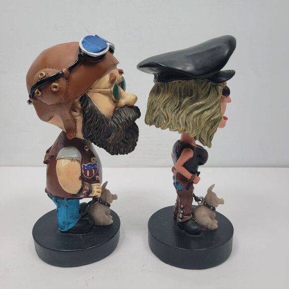 Bopp'n Heads Bobble Head Biker Figurines Krank And Trixie Set of 2 - Picture 3 of 6